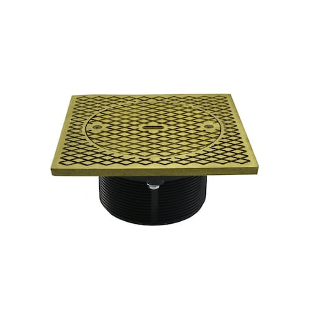 Jones Stephens 4in. Heavy Duty PVC Cleanout Spud with 7in. Polished Brass Square Cover D59918